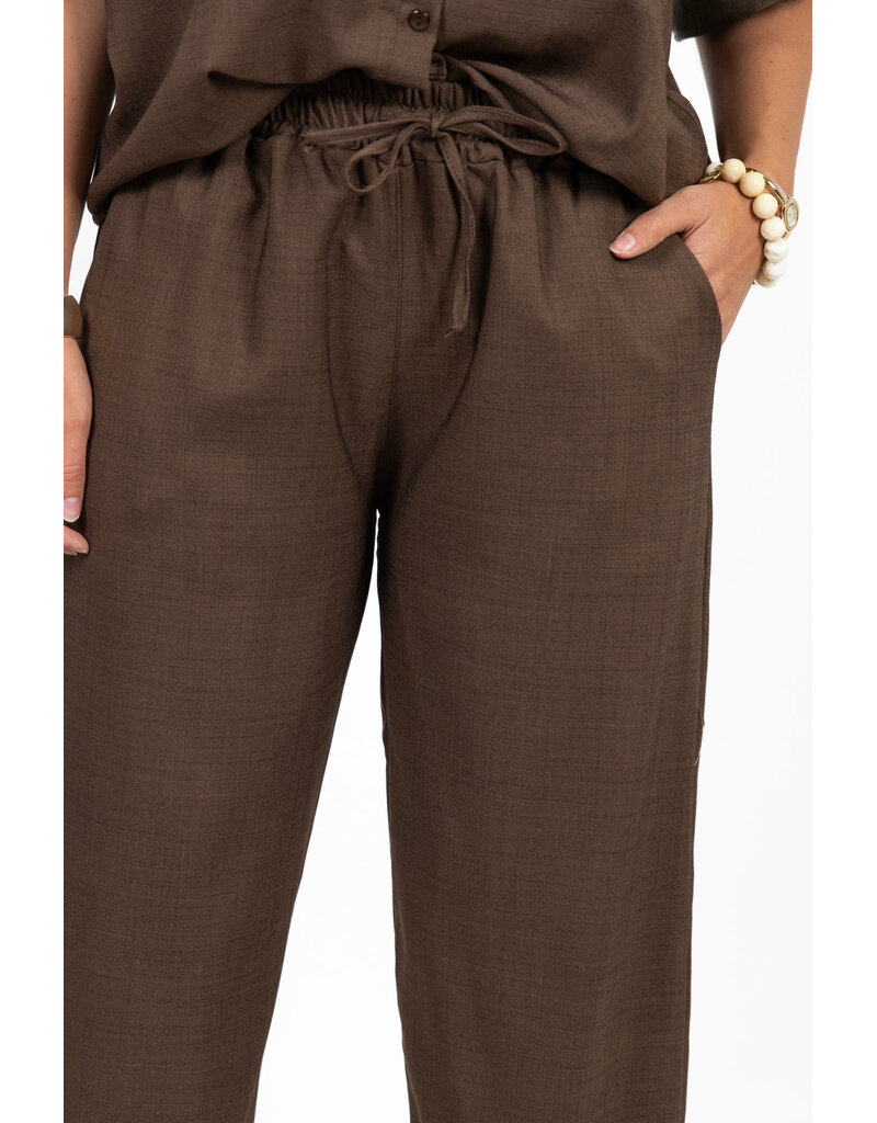21Jewelz Linnenlook jogger met elastiek - bruin
