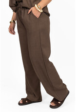 21Jewelz Linnenlook jogger met elastiek - bruin