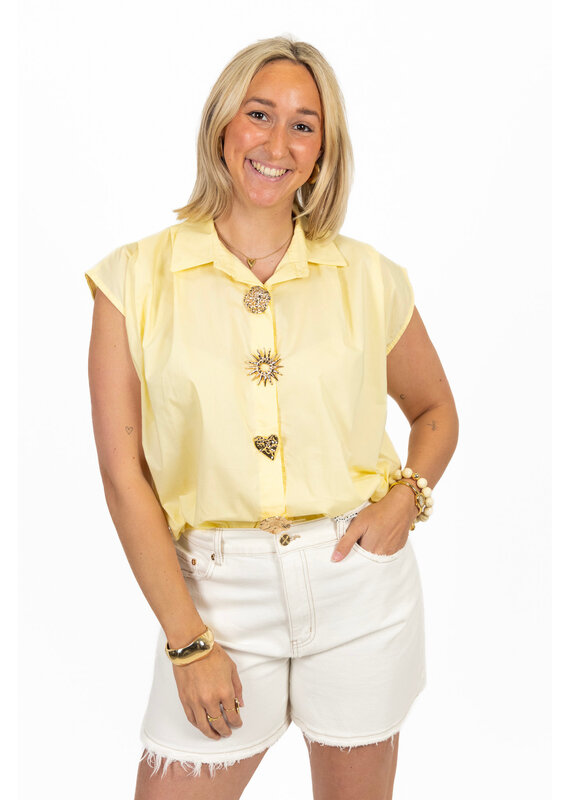 21Jewelz Blouse met gouden sierknopen - geel