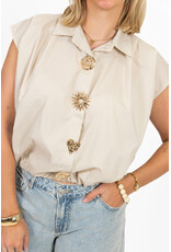 21Jewelz Blouse met gouden sierknopen - beige