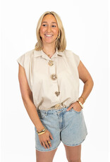 21Jewelz Blouse met gouden sierknopen - beige