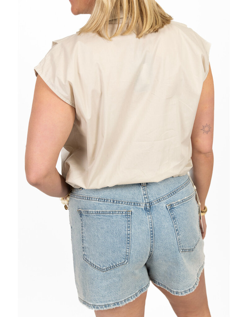 21Jewelz Blouse met gouden sierknopen - beige