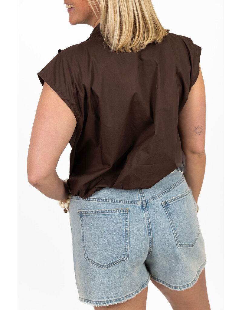 21Jewelz Blouse met gouden sierknopen - bruin
