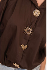 21Jewelz Blouse met gouden sierknopen - bruin