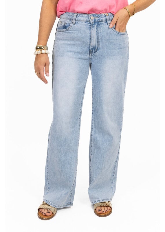 21Jewelz Wide leg jeans met lichte wassing - blauw