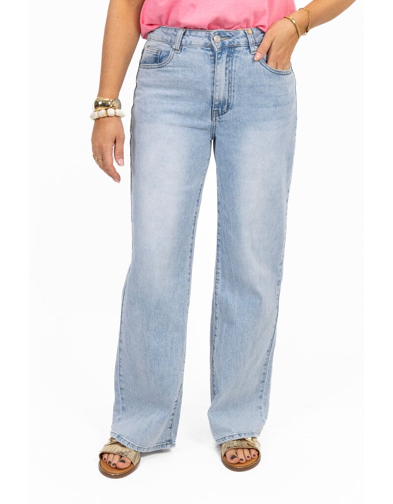 21Jewelz Wide leg jeans met lichte wassing - blauw