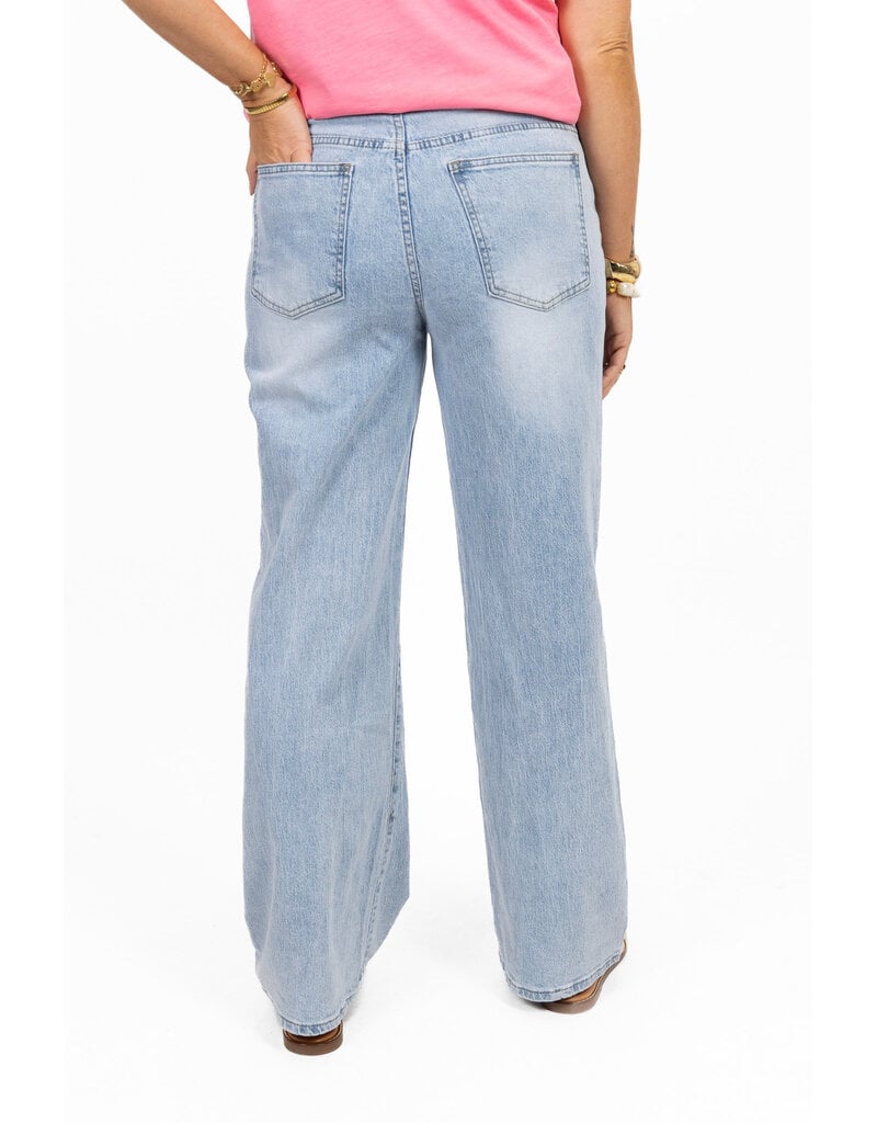 21Jewelz Wide leg jeans met lichte wassing - blauw