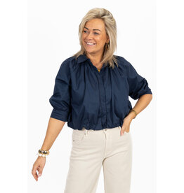 21Jewelz Effen blouse met driekwart pofmouw - donkerblauw