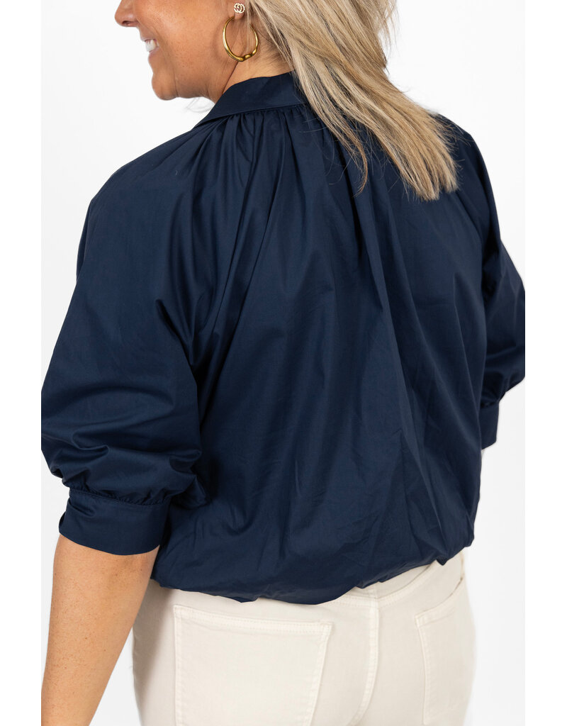 21Jewelz Effen blouse met driekwart pofmouw - donkerblauw
