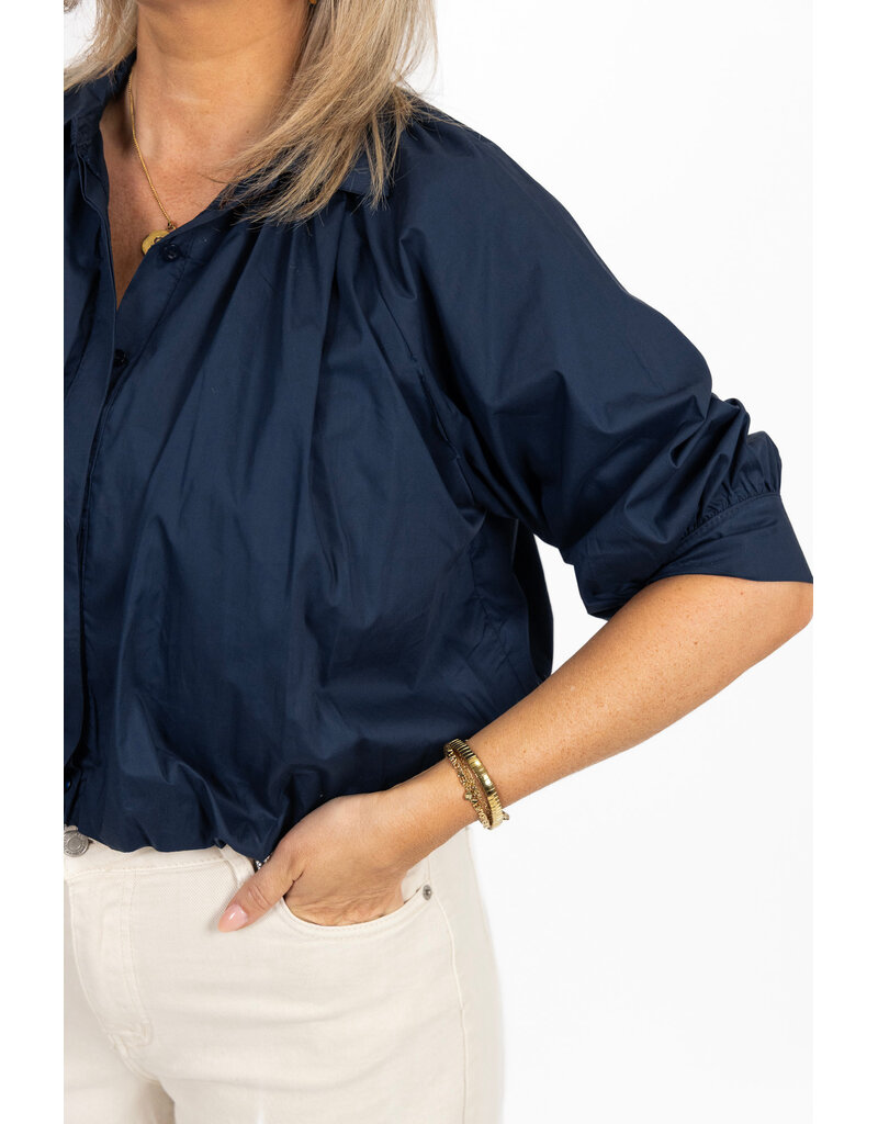 21Jewelz Effen blouse met driekwart pofmouw - donkerblauw
