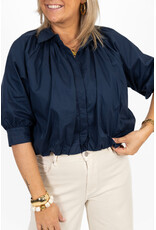 21Jewelz Effen blouse met driekwart pofmouw - donkerblauw