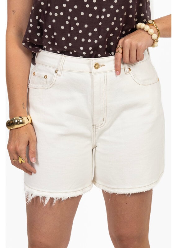 21Jewelz Jeans short met gouden details - ecru
