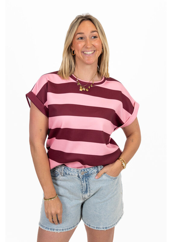21Jewelz Gestreept shirt - roze/bordeaux