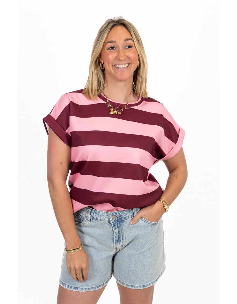21Jewelz Gestreept shirt - roze/bordeaux