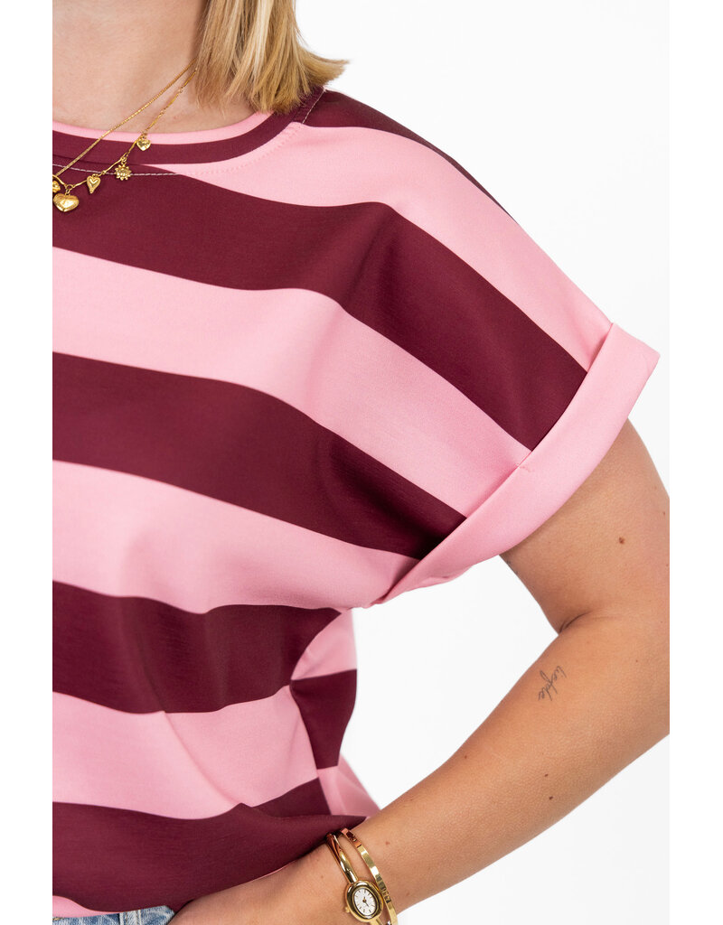 21Jewelz Gestreept shirt - roze/bordeaux