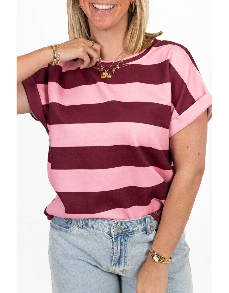 21Jewelz Gestreept shirt - roze/bordeaux