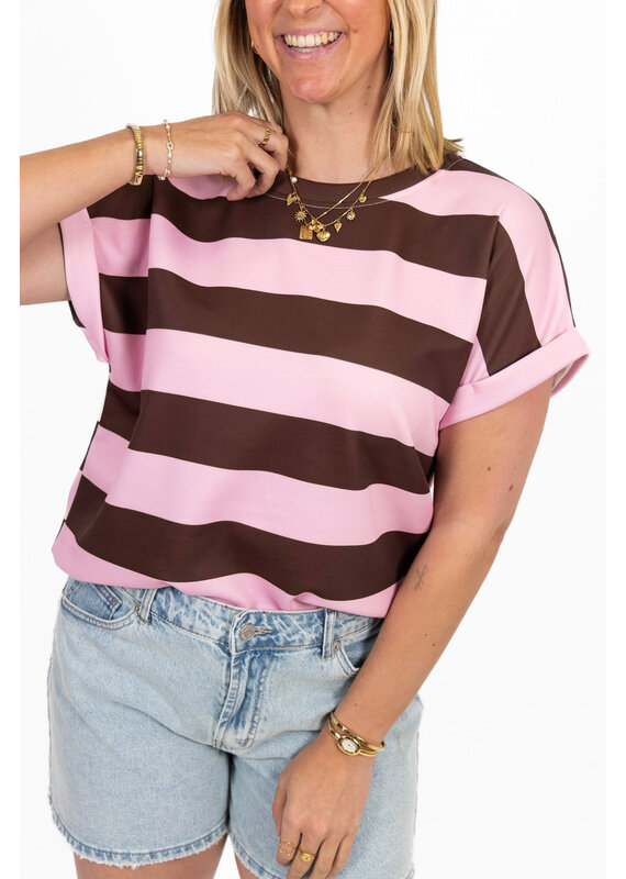 21Jewelz Gestreept shirt - roze/bruin
