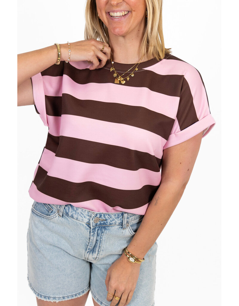 21Jewelz Gestreept shirt - roze/bruin