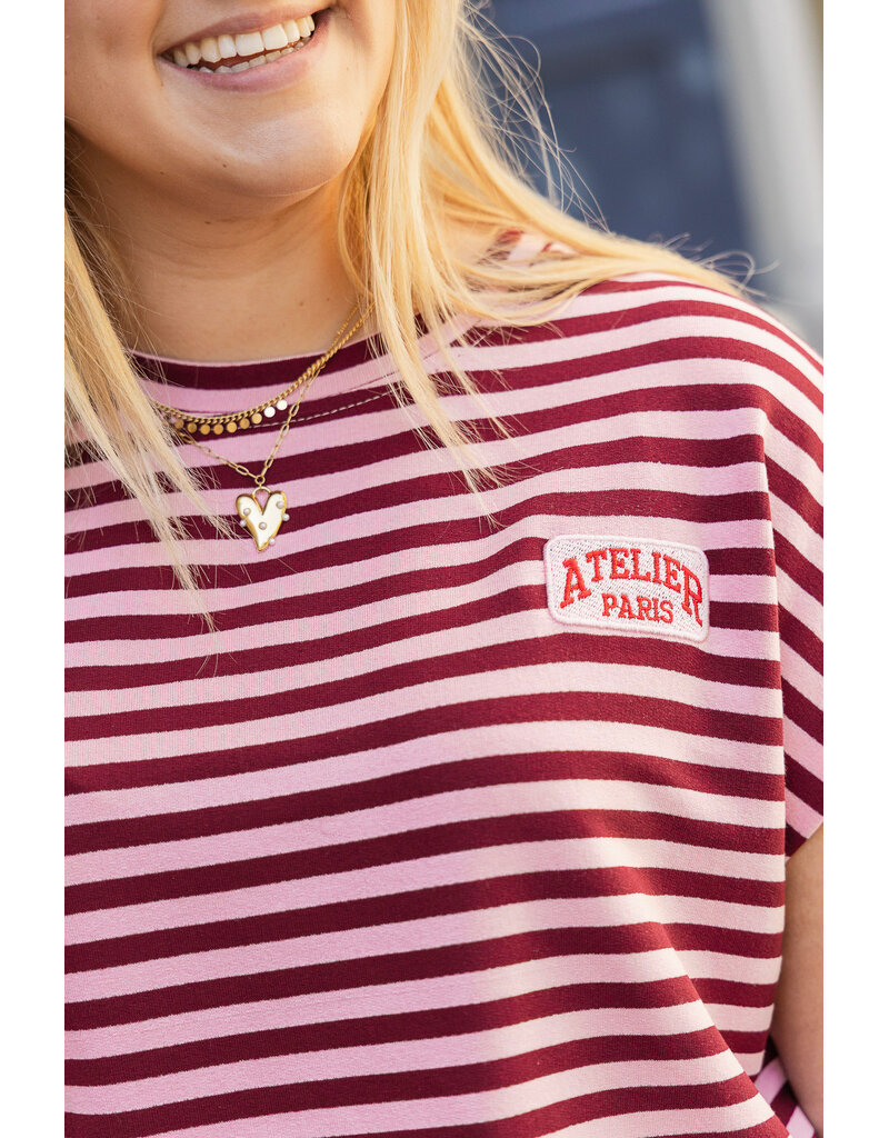 21Jewelz Atelier t-shirt gestreept - bordeaux