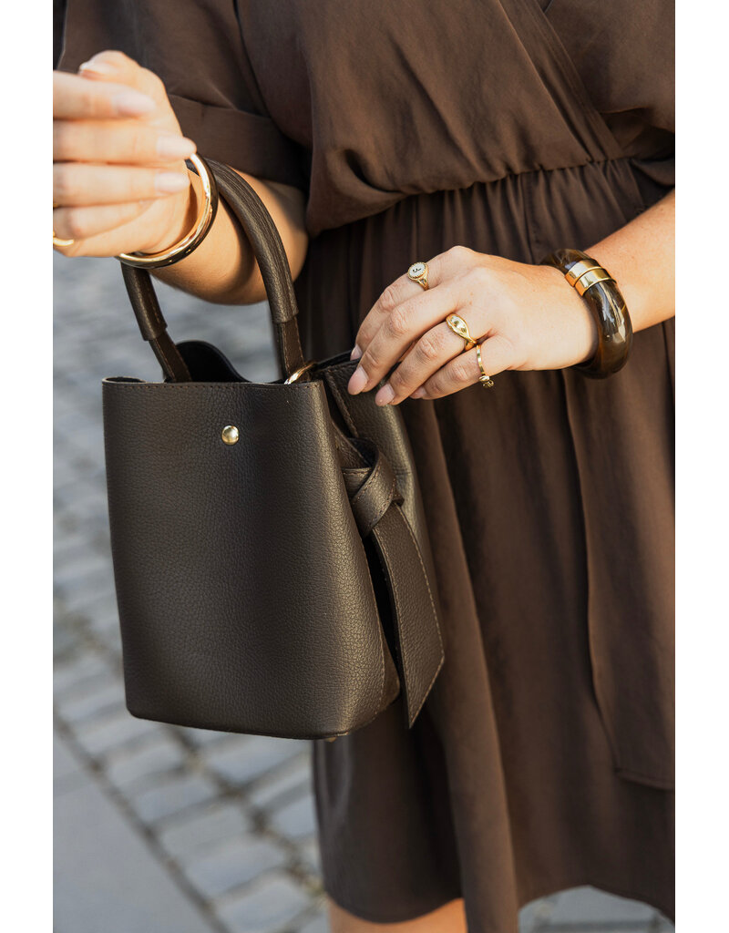 21Jewelz Bucket tas met gouden details - donkerbruin