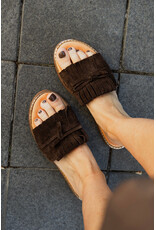 21Jewelz Tango | Slipper Audrey met franjes - suede bruin