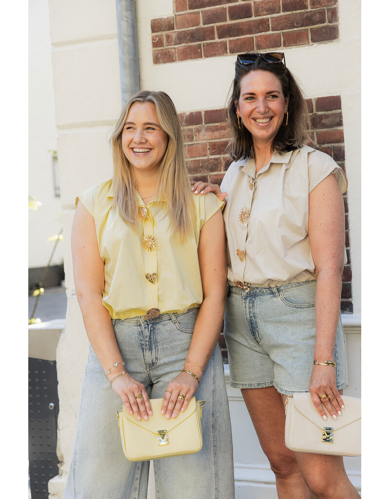 21Jewelz Blouse met gouden sierknopen - geel