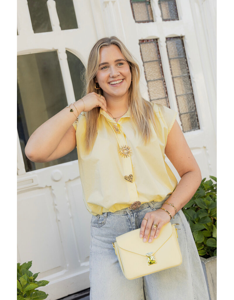 21Jewelz Blouse met gouden sierknopen - geel