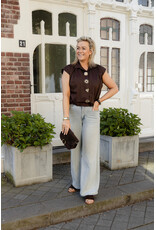 21Jewelz Blouse met gouden sierknopen - bruin