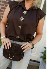 21Jewelz Blouse met gouden sierknopen - bruin