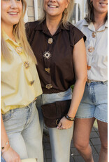 21Jewelz Blouse met gouden sierknopen - bruin