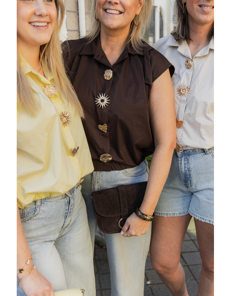 21Jewelz Blouse met gouden sierknopen - bruin