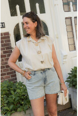 21Jewelz Blouse met gouden sierknopen - beige