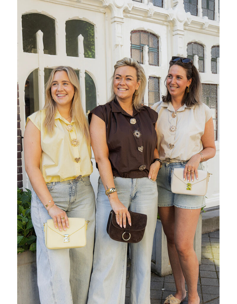 21Jewelz Blouse met gouden sierknopen - beige