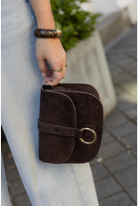 21Jewelz Basic tas met gouden ring - suede donkerbruin