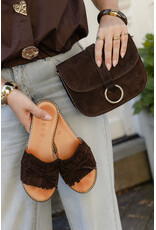 21Jewelz Tango | Slipper Audrey met franjes - suede bruin