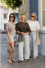21Jewelz Shirt met kanten mouwen - taupe