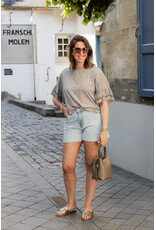 21Jewelz Shirt met kanten mouwen - taupe