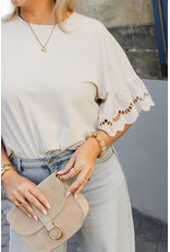 21Jewelz Shirt met kanten mouwen - beige