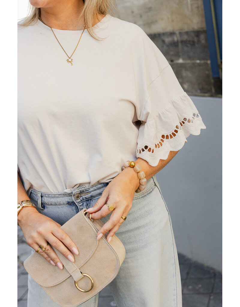 21Jewelz Shirt met kanten mouwen - beige
