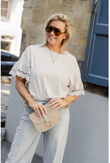 21Jewelz Shirt met kanten mouwen - beige