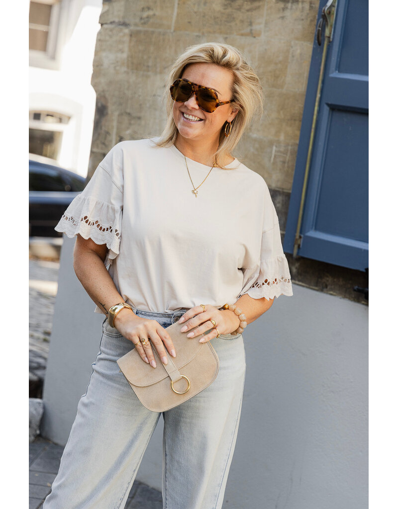 21Jewelz Shirt met kanten mouwen - beige