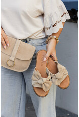 Tango Tango | Slipper Audrey met strik - suede beige