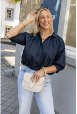 21Jewelz Effen blouse met driekwart pofmouw - donkerblauw
