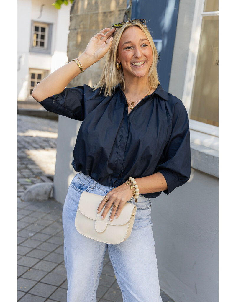 21Jewelz Effen blouse met driekwart pofmouw - donkerblauw