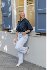 21Jewelz Effen blouse met driekwart pofmouw - donkerblauw