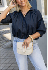 21Jewelz Effen blouse met driekwart pofmouw - donkerblauw