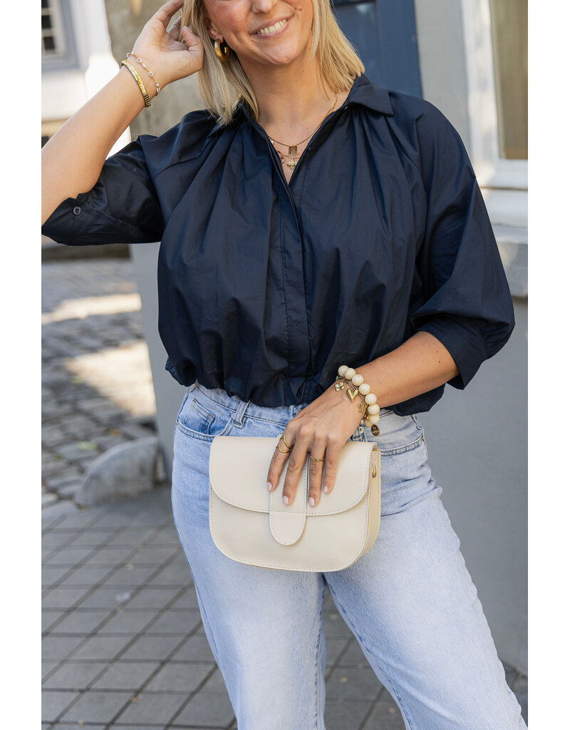 21Jewelz Effen blouse met driekwart pofmouw - donkerblauw