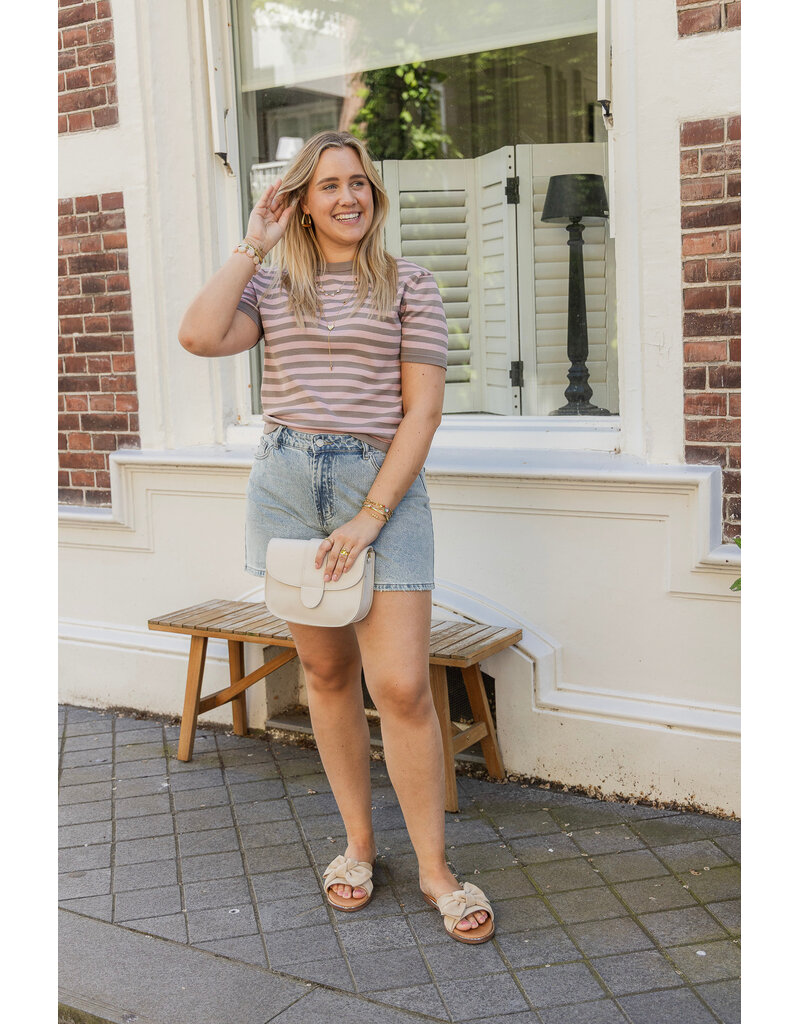 21Jewelz Streep truitje - taupe/roze