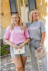 21Jewelz T-shirt "ciao" - roze/wit