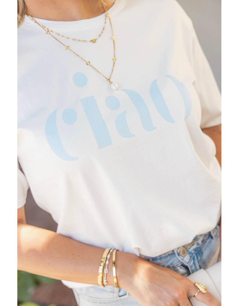 21Jewelz T-shirt "ciao" - wit/blauw